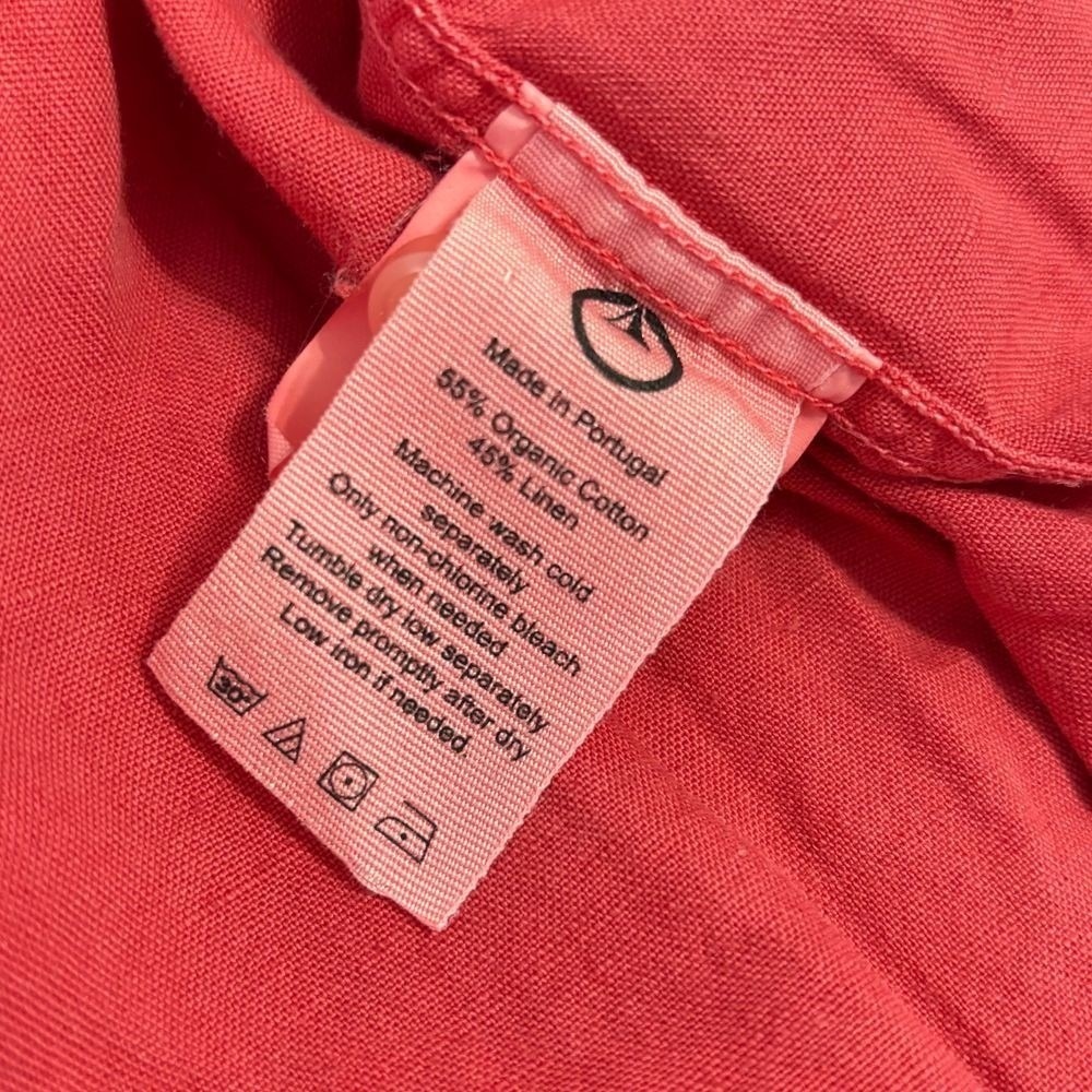 North Country Linen Shirt Womens Large Red Organic Cotton Blend Casual - Picture 5 of 11